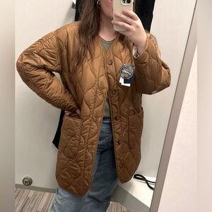 Lucky Brand Brown Quilted Jacket, Reversible, size small, oversized